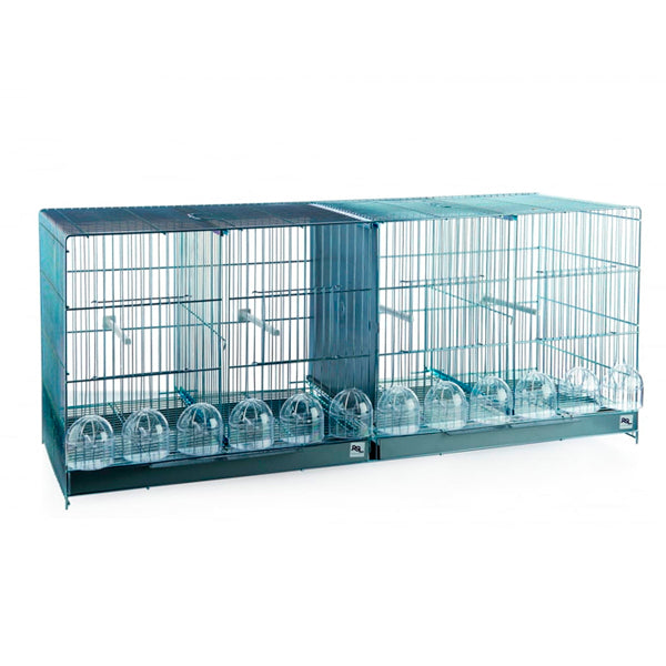 Jaula de Cría 1404 Zincada – 4 Compartimentos, 100x34,5x42 cm, Bandeja Extraíble y Comederos Externos