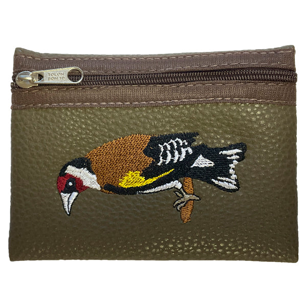 Monedero Bordado con Jilguero – Diseño Artesanal de 12x9 cm | Accesorio Original y Elegante