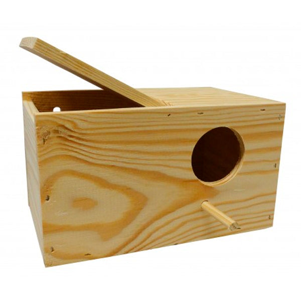 Nido de Madera para Agapornis Horizontal con Puerta Superior – Fácil Instalación y Diseño Amplio