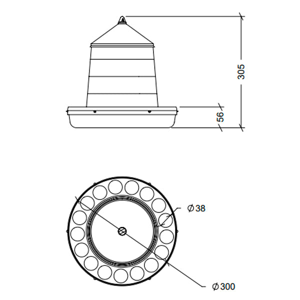 Tolva Plástica Gaun para Gallinas y Aves de Corral – Alimentador Antidesperdicio con Tapa y Protección UV