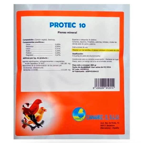 PROTEC 10 CANARIZ – Suplemento Antifúngico y Antibacteriano para Aves, 200 g