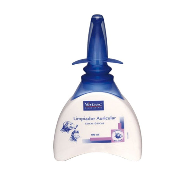Virbac Limpiador Auricular 100 ml, solución suave para la higiene de oídos en perros y gatos
