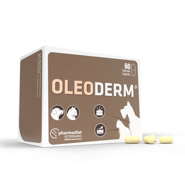 Pharmadiet Oleoderm Cápsulas – Suplemento para Piel y Pelaje en Perros y Gatos (60 y 360 cápsulas)