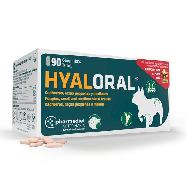 Pharmadiet Hyaloral Razas Pequeñas y Medianas  – Suplemento Articular con Ácido Hialurónico, Glucosamina y Condroitín para Perros