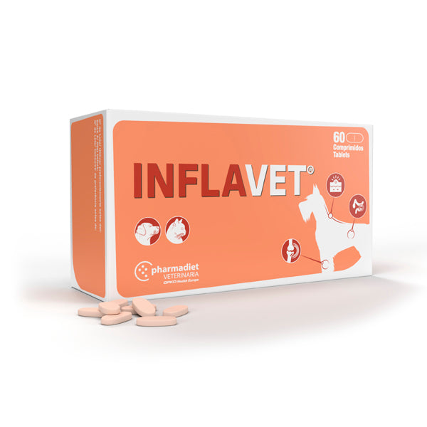 Pharmadiet Inflavet 60 Comprimidos – Suplemento Natural Antiinflamatorio para Perros y Gatos con Problemas Articulares