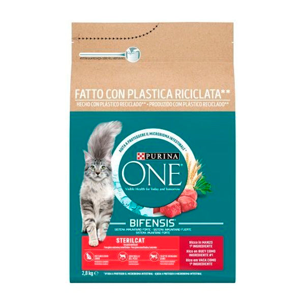 Purina ONE Esterilizado Buey – Pienso para Gatos Castrados/Esterilizados – 800 g, 1,5 kg y 2,8 kg