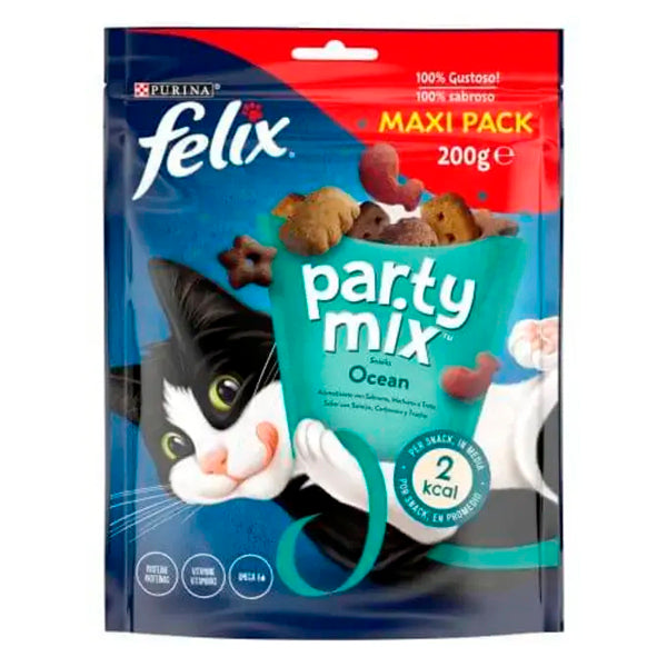 Felix Party Mix Ocean - Snack para Gatos Sabor Salmón, Trucha y Carbonero - 60g / 200g