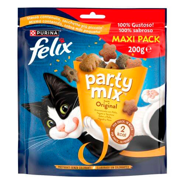 Felix Party Mix Original - Snack para Gatos Sabor Pollo, Hígado y Pavo - 60g / 200g